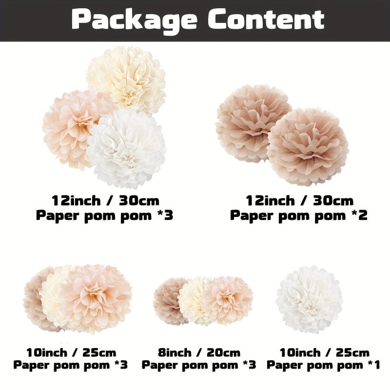 12 Champagne Tissue Paper Poms Creamy Paper Flowers For Celebrations