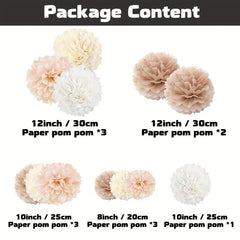 12 Champagne Tissue Paper Poms Creamy Paper Flowers For Celebrations
