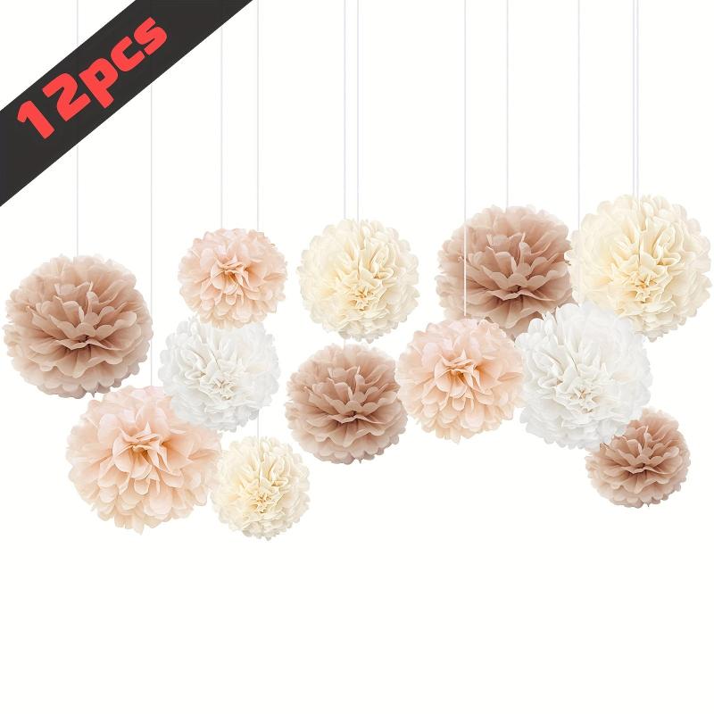 12 Champagne Tissue Paper Poms Creamy Paper Flowers For Celebrations