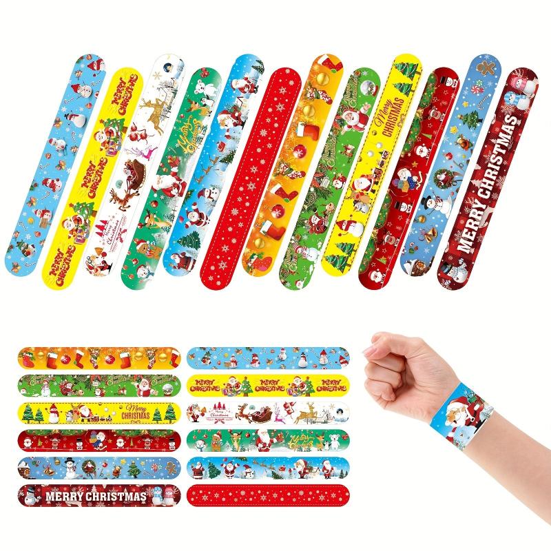 12pcs Christmas Bracelets Party Favors For Kids And Adults - 12 Patterns
