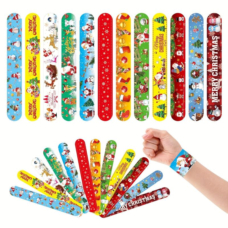 12pcs Christmas Bracelets Party Favors For Kids And Adults - 12 Patterns