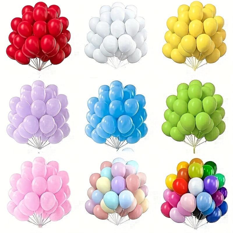 50 Colorful Balloons w/ Ribbon For Parties & Holidays
