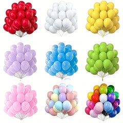 50 Colorful Balloons w/ Ribbon For Parties & Holidays