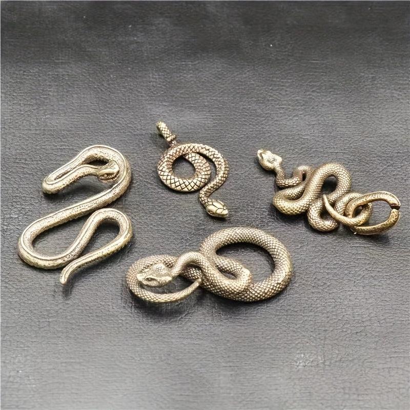 Ancient Copper Brass Snake Spirit Statue Home Holiday Party Decoration
