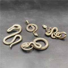 Ancient Copper Brass Snake Spirit Statue Home Holiday Party Decoration