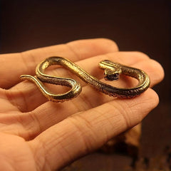 Ancient Copper Brass Snake Spirit Statue Home Holiday Party Decoration