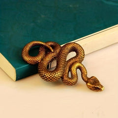 Ancient Copper Brass Snake Spirit Statue Home Holiday Party Decoration
