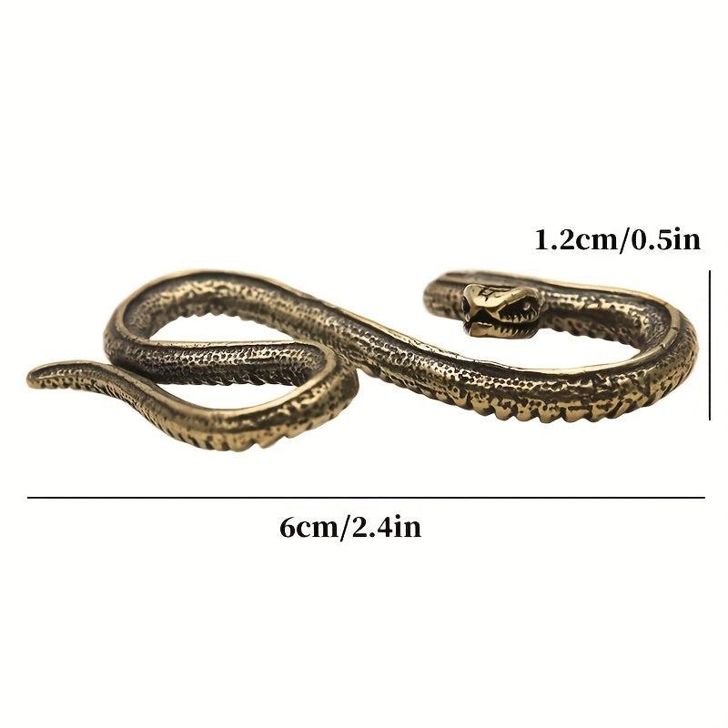Ancient Copper Brass Snake Spirit Statue Home Holiday Party Decoration