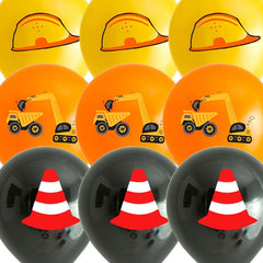 18pcs Engineering Car Theme Balloons 30-48cm Excavator Birthday Party Decor