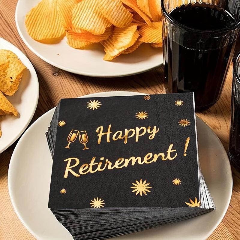 20pcs Happy Retirement Cocktail Napkins Golden Cheers To Happy Retirement