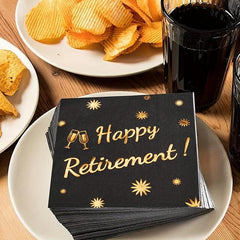 20pcs Happy Retirement Cocktail Napkins Golden Cheers To Happy Retirement