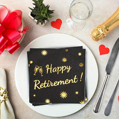 20pcs Happy Retirement Cocktail Napkins Golden Cheers To Happy Retirement