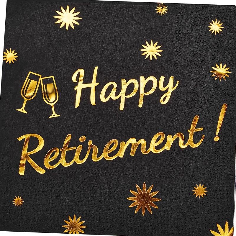 20pcs Happy Retirement Cocktail Napkins Golden Cheers To Happy Retirement
