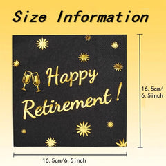 20pcs Happy Retirement Cocktail Napkins Golden Cheers To Happy Retirement