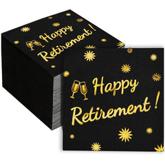 20pcs Happy Retirement Cocktail Napkins Golden Cheers To Happy Retirement