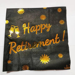 20pcs Happy Retirement Cocktail Napkins Golden Cheers To Happy Retirement