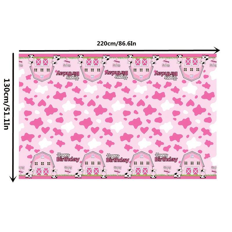 Pink Cow Tablecloth Kids Birthday Party Decoration Disposable Plastic