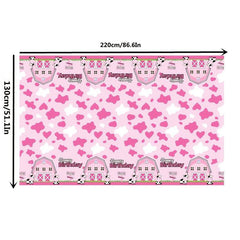 Pink Cow Tablecloth Kids Birthday Party Decoration Disposable Plastic