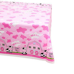 Pink Cow Tablecloth Kids Birthday Party Decoration Disposable Plastic