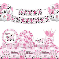 Pink Cow Tablecloth Kids Birthday Party Decoration Disposable Plastic