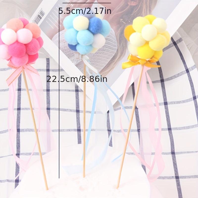 1pc Creative Hairball Cake Insert Pink Yellow for Birthday Cake Decoration