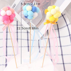 1pc Creative Hairball Cake Insert Pink Yellow for Birthday Cake Decoration