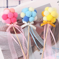 1pc Creative Hairball Cake Insert Pink Yellow for Birthday Cake Decoration