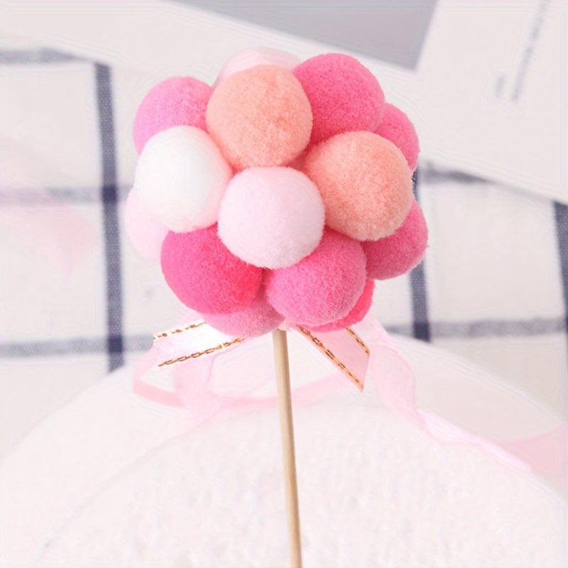 1pc Creative Hairball Cake Insert Pink Yellow for Birthday Cake Decoration