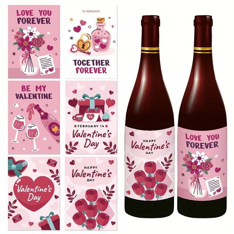 6Pcs Party Wine Bottle Labels Stickers Self Adhesive Decor Supplies