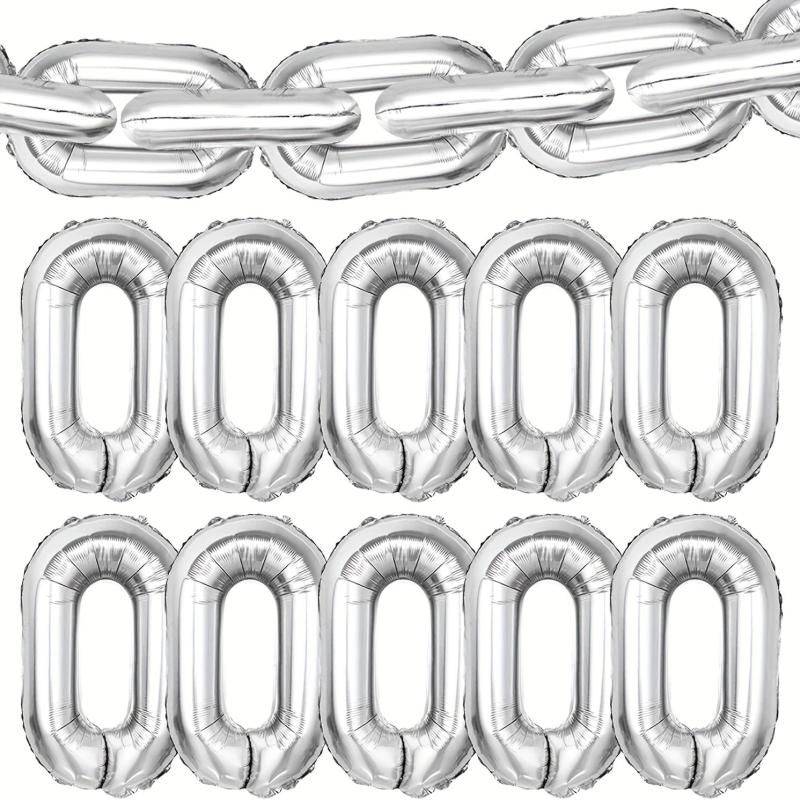 10pcs 40-64cm Foil Chain Balloons for 80s 90s Hip Hop Retro Parties