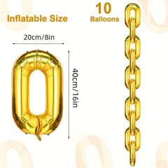 10pcs 40-64cm Foil Chain Balloons for 80s 90s Hip Hop Retro Parties
