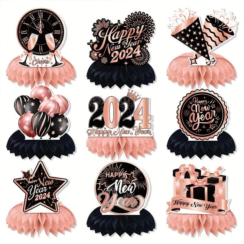 Rose Golden Year Party Table Decoration Honeycomb Ball