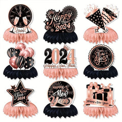Rose Golden Year Party Table Decoration Honeycomb Ball