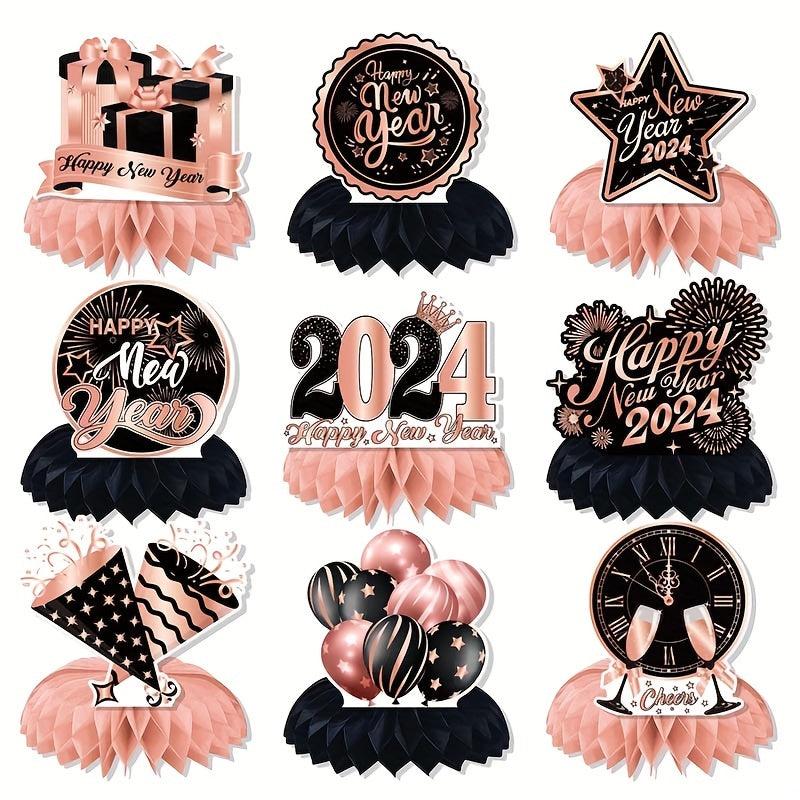 Rose Golden Year Party Table Decoration Honeycomb Ball