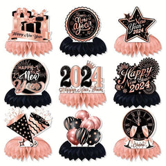 Rose Golden Year Party Table Decoration Honeycomb Ball