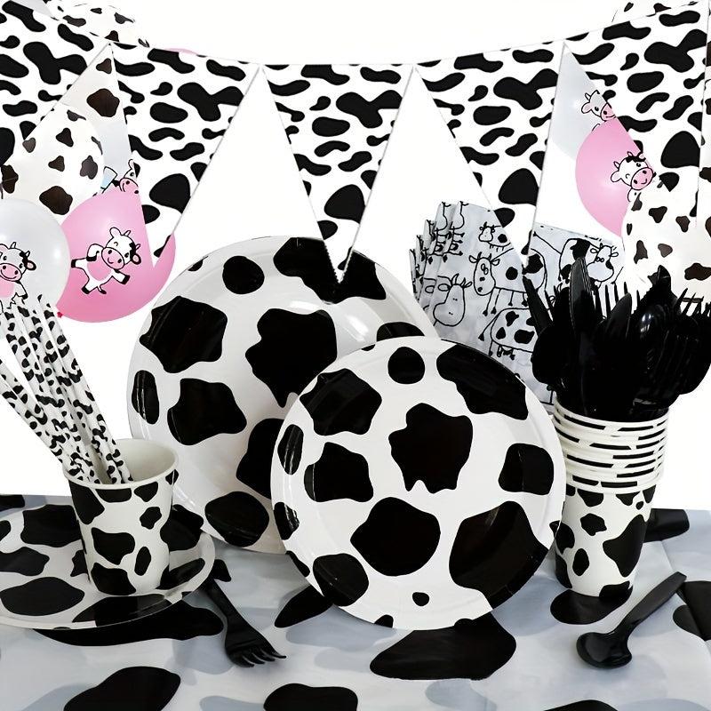 12pcs Cow Party Latex Balloon Decoration Pink And Cow Printed Balloon