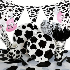 12pcs Cow Party Latex Balloon Decoration Pink And Cow Printed Balloon