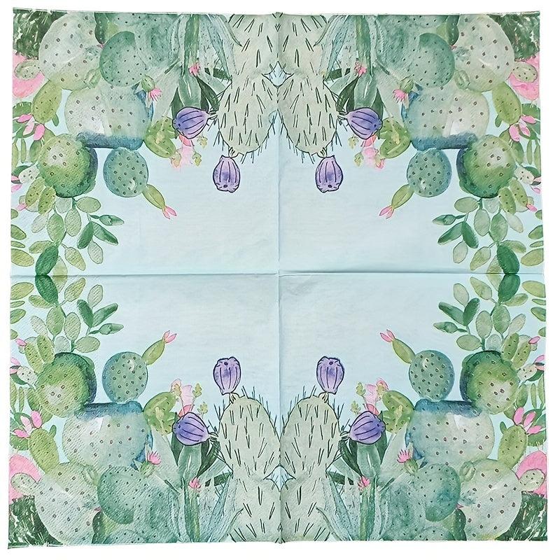 20pcs Summer Cactus Party Napkins Decoration Set
