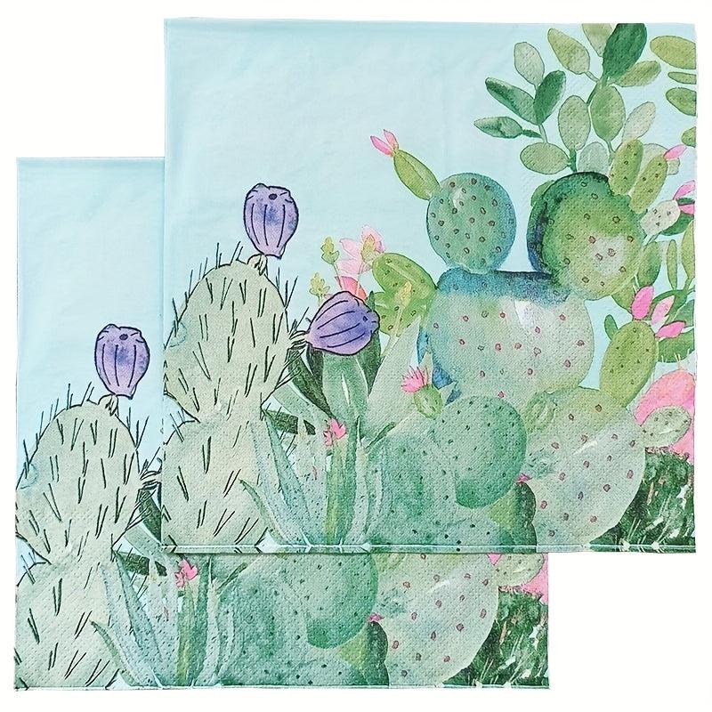 20pcs Summer Cactus Party Napkins Decoration Set