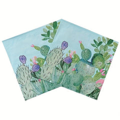20pcs Summer Cactus Party Napkins Decoration Set