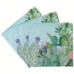 20pcs Summer Cactus Party Napkins Decoration Set