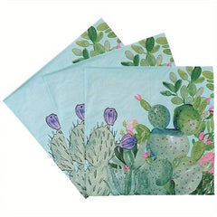 20pcs Summer Cactus Party Napkins Decoration Set