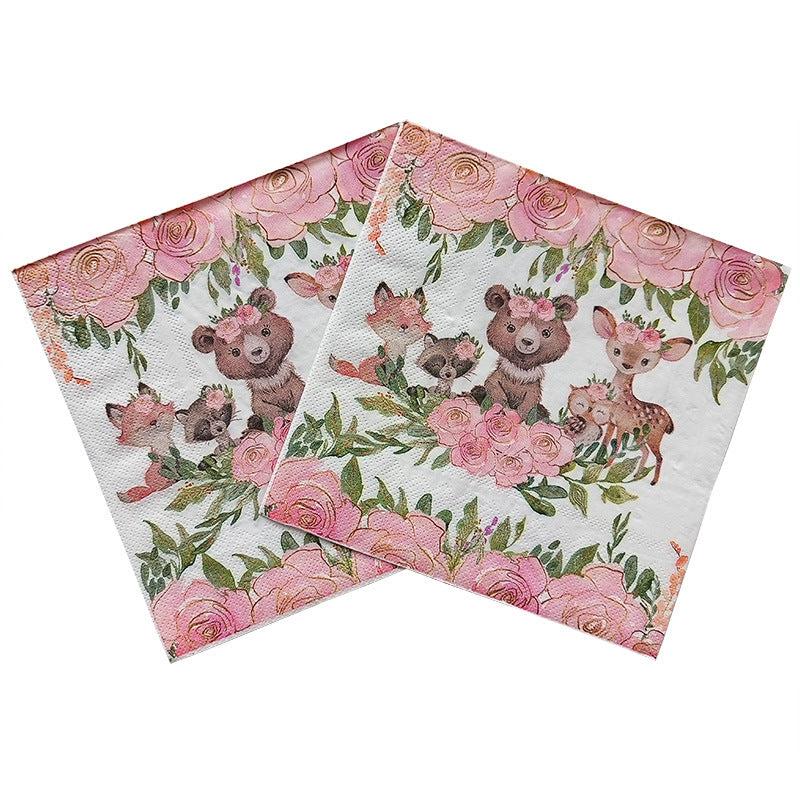 20pcs Colorful Animal Party Tissue Napkin Set