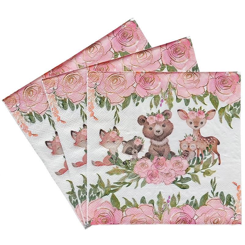 20pcs Colorful Animal Party Tissue Napkin Set