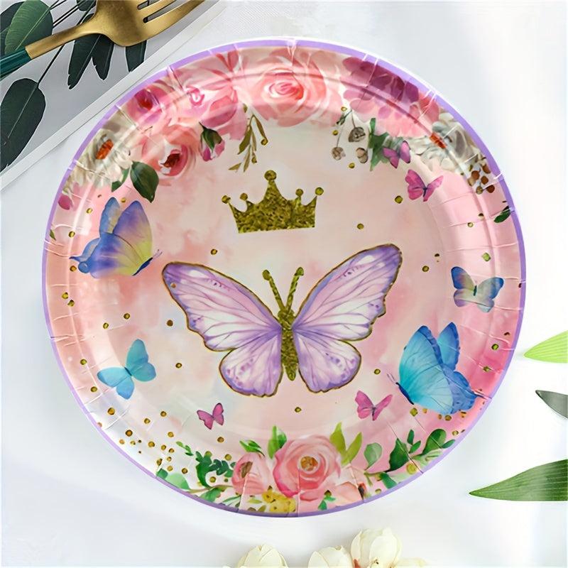 Butterfly Party Supplies Set For 20 Guests Spring Floral Birthday