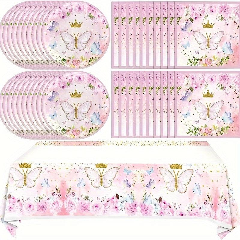 Butterfly Party Supplies Set For 20 Guests Spring Floral Birthday