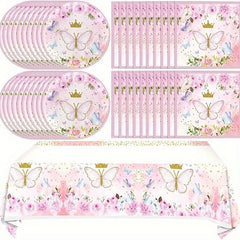 Butterfly Party Supplies Set For 20 Guests Spring Floral Birthday