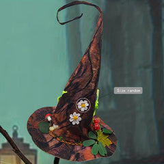Women Gothic Costume Hat Halloween Party Flower & Leaf Decor Distressed Craft