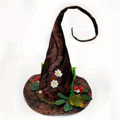 Women Gothic Costume Hat Halloween Party Flower & Leaf Decor Distressed Craft