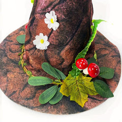 Women Gothic Costume Hat Halloween Party Flower & Leaf Decor Distressed Craft